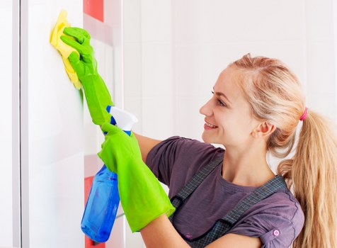 Professional sofa cleaning process in a living room